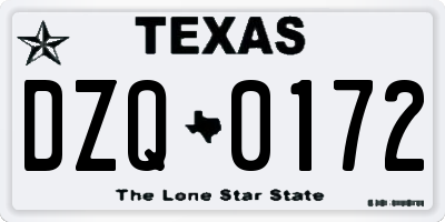 TX license plate DZQ0172