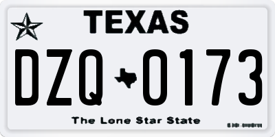 TX license plate DZQ0173