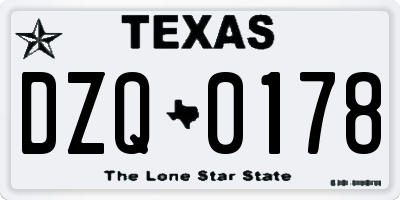 TX license plate DZQ0178