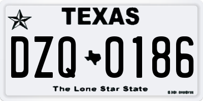 TX license plate DZQ0186