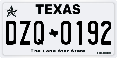 TX license plate DZQ0192