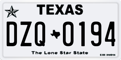 TX license plate DZQ0194