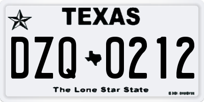TX license plate DZQ0212