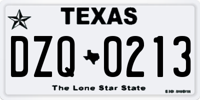 TX license plate DZQ0213
