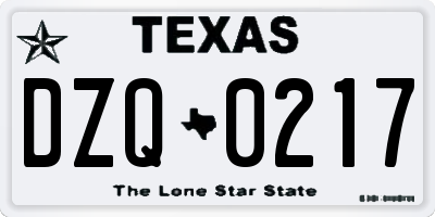 TX license plate DZQ0217
