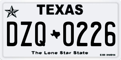 TX license plate DZQ0226