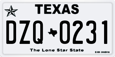 TX license plate DZQ0231