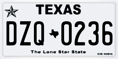 TX license plate DZQ0236