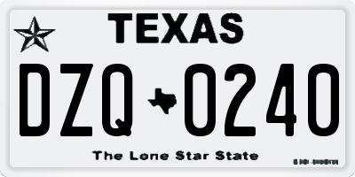 TX license plate DZQ0240