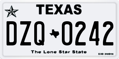 TX license plate DZQ0242