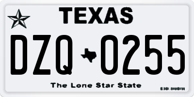 TX license plate DZQ0255