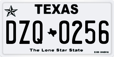 TX license plate DZQ0256