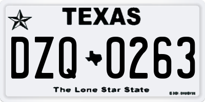 TX license plate DZQ0263