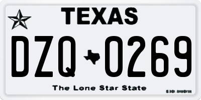 TX license plate DZQ0269