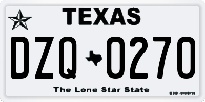 TX license plate DZQ0270