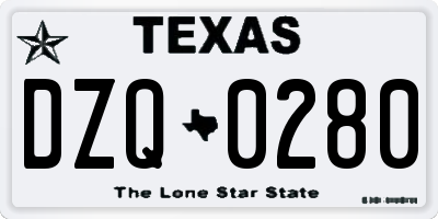 TX license plate DZQ0280