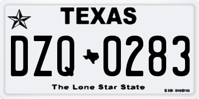 TX license plate DZQ0283