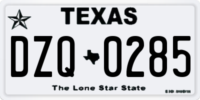 TX license plate DZQ0285