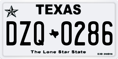 TX license plate DZQ0286