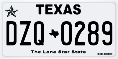 TX license plate DZQ0289