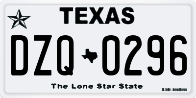 TX license plate DZQ0296