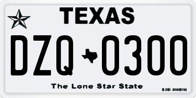 TX license plate DZQ0300