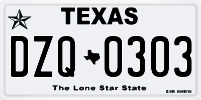 TX license plate DZQ0303
