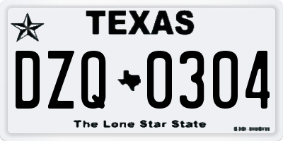 TX license plate DZQ0304
