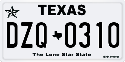 TX license plate DZQ0310