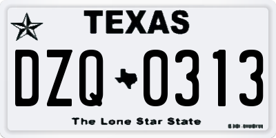 TX license plate DZQ0313
