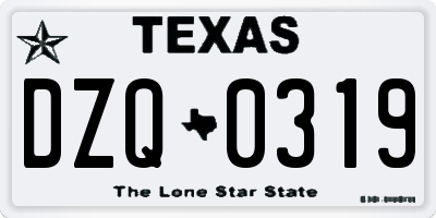 TX license plate DZQ0319