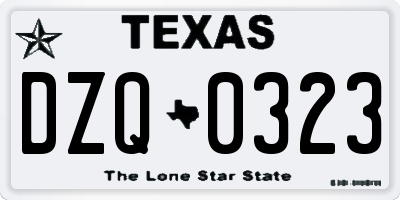 TX license plate DZQ0323