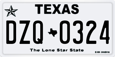 TX license plate DZQ0324