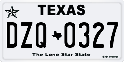 TX license plate DZQ0327