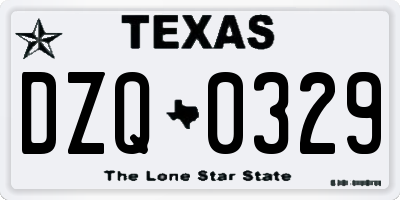 TX license plate DZQ0329
