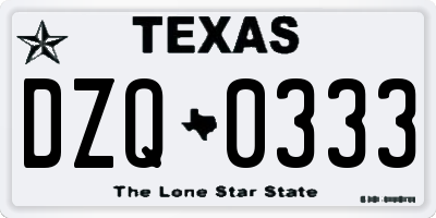 TX license plate DZQ0333