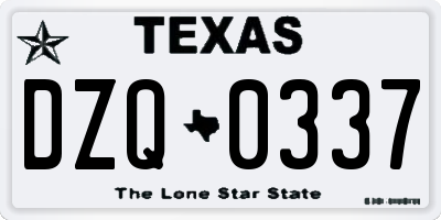 TX license plate DZQ0337