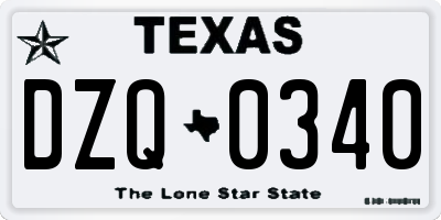 TX license plate DZQ0340