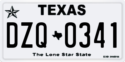 TX license plate DZQ0341