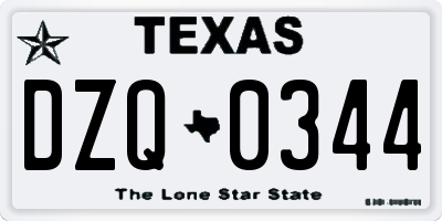 TX license plate DZQ0344