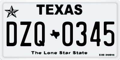 TX license plate DZQ0345