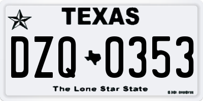 TX license plate DZQ0353
