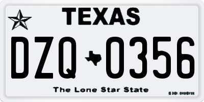 TX license plate DZQ0356