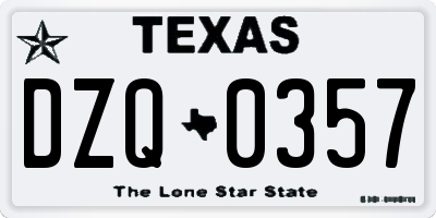 TX license plate DZQ0357