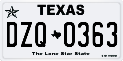 TX license plate DZQ0363