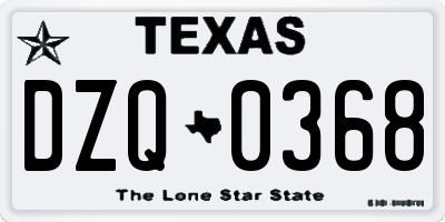 TX license plate DZQ0368