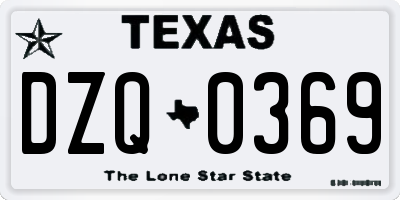 TX license plate DZQ0369