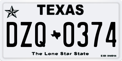 TX license plate DZQ0374