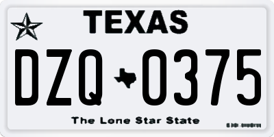 TX license plate DZQ0375