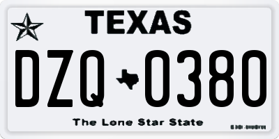 TX license plate DZQ0380